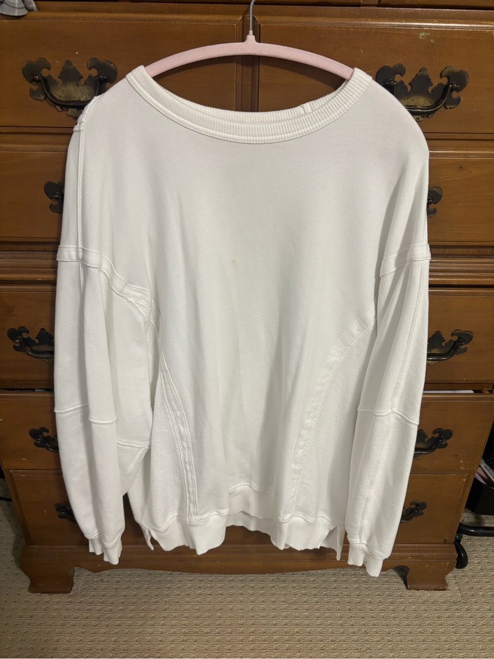 aerie White Women's Lightweight Crewneck Sweatshirt
